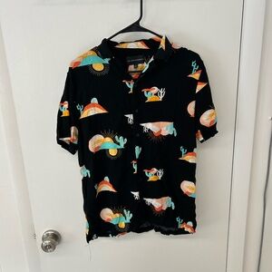 No Boundaries Black and Orange Casual Button Down Shirt